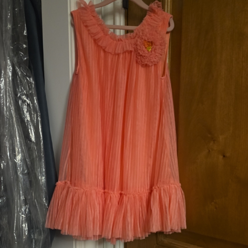 Elegant Peach Ruffled Kids Dress